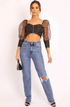 Sheer Leopard Print Crop Top | Mixtshop LLC
