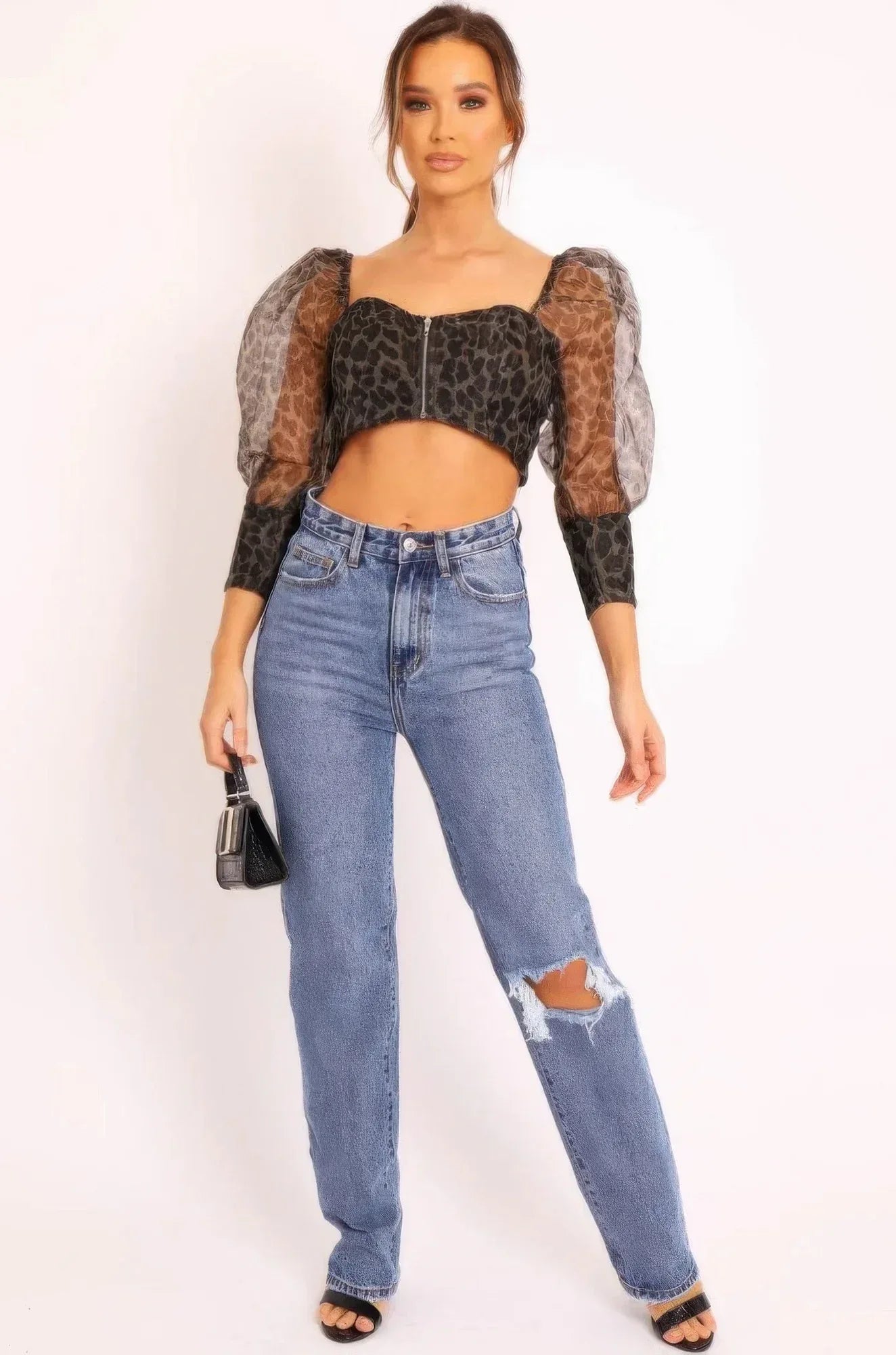 Sheer Leopard Print Crop Top | Mixtshop LLC