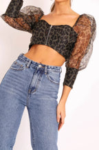 Sheer Leopard Print Crop Top | Mixtshop LLC