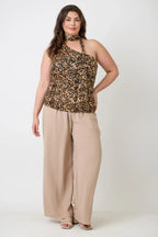Leopard Print Halter Top With Neck Tie Detail | Mixtshop LLC