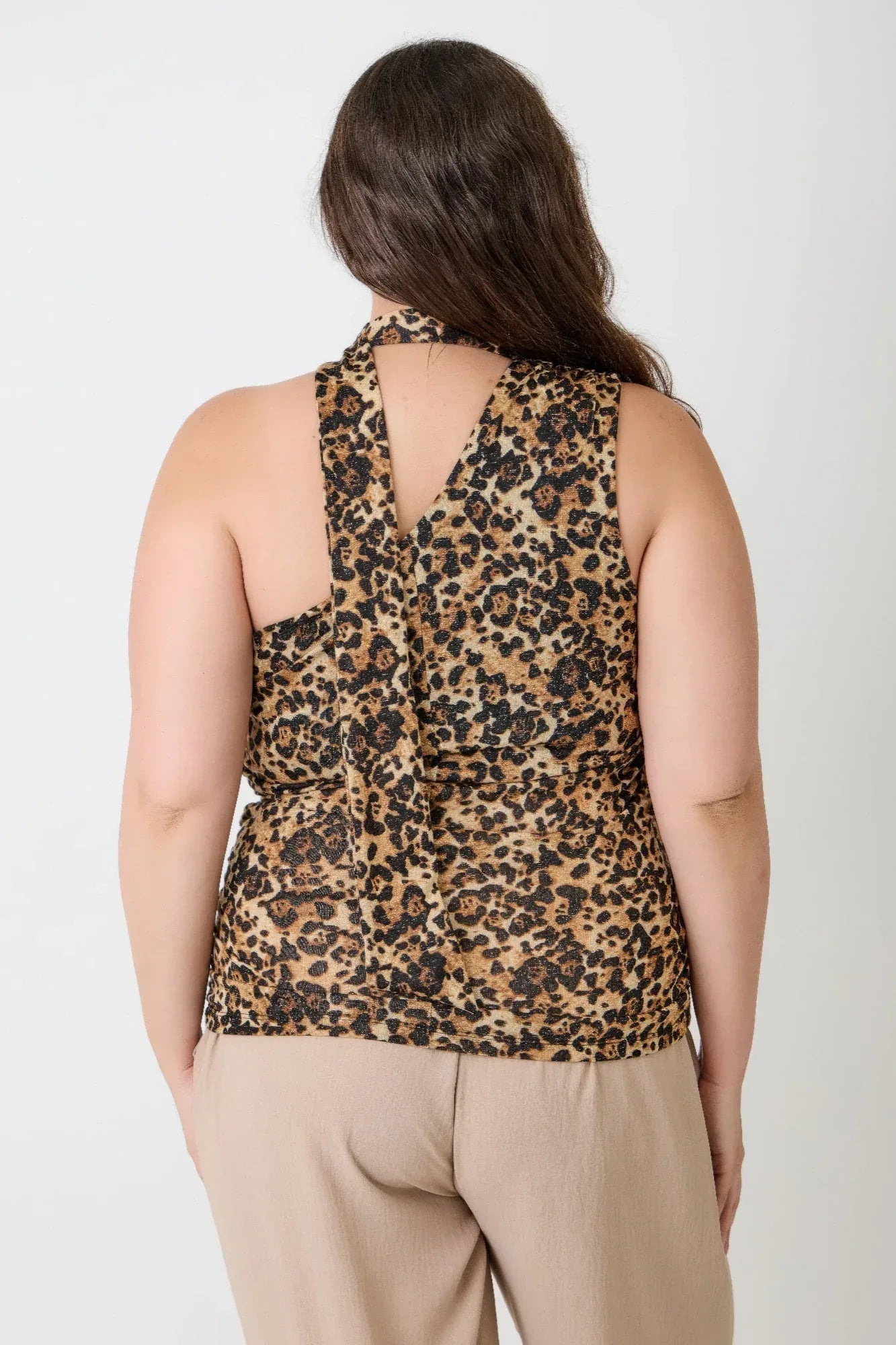 Leopard Print Halter Top With Neck Tie Detail | Mixtshop LLC