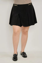 Plus Size Gold Accent Pleated Mini Skirt | Mixtshop LLC
