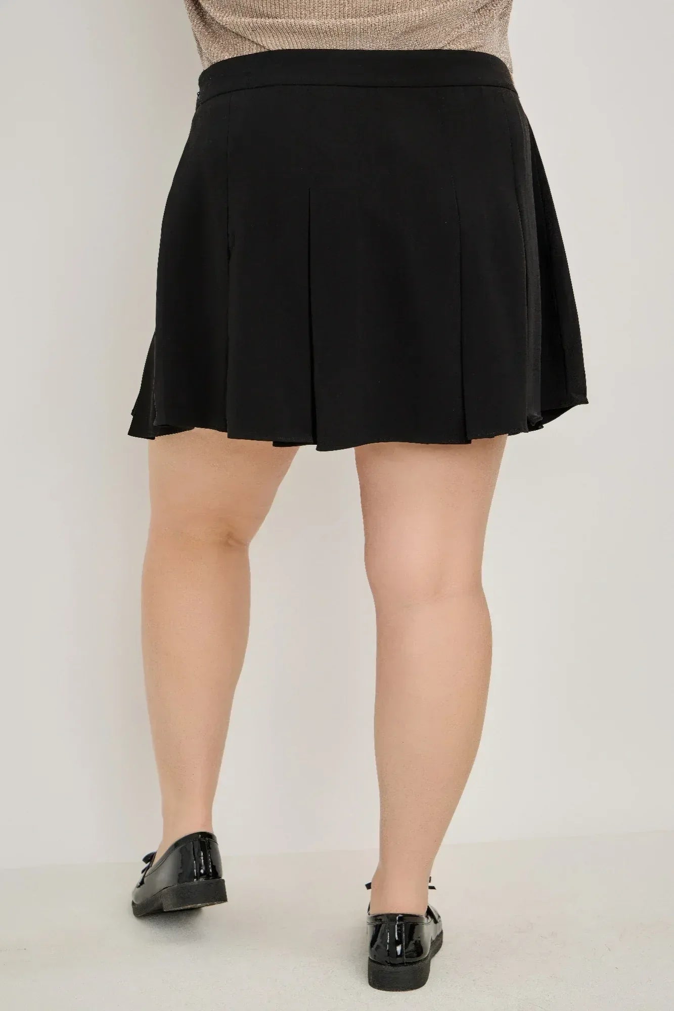 Plus Size Gold Accent Pleated Mini Skirt | Mixtshop LLC