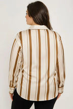 Plus Size Vertical Stripe Button Down Blouse | Mixtshop LLC