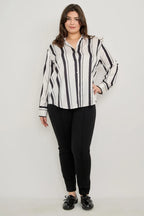 Plus Size Vertical Stripe Button Down Blouse | Mixtshop LLC