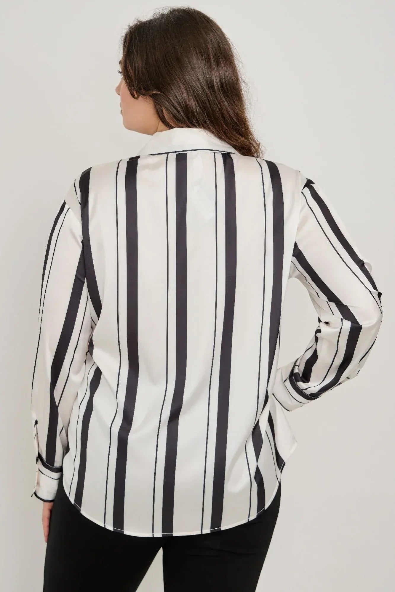 Plus Size Vertical Stripe Button Down Blouse | Mixtshop LLC