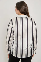 Plus Size Vertical Stripe Button Down Blouse | Mixtshop LLC