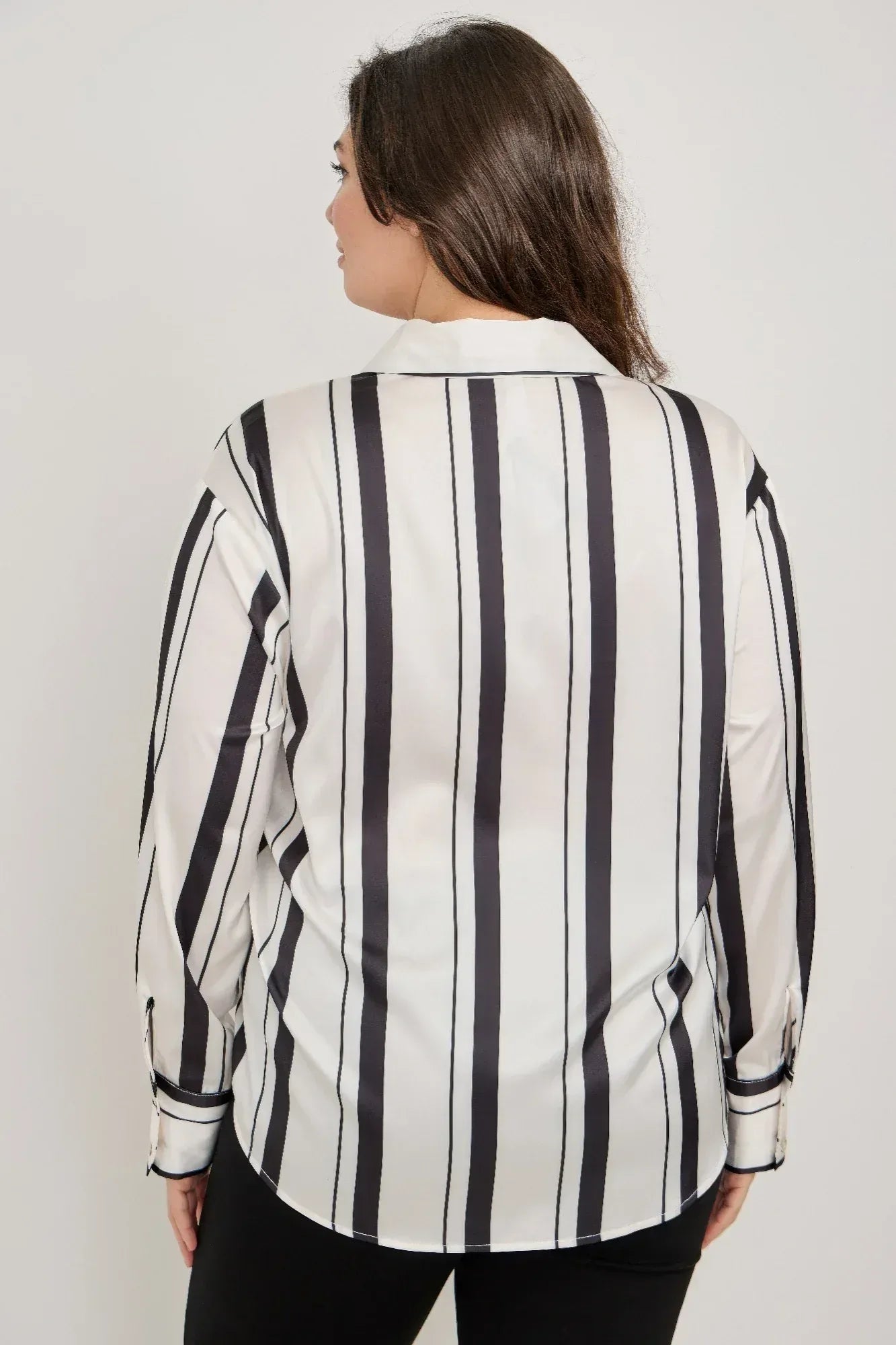 Plus Size Vertical Stripe Button Down Blouse | Mixtshop LLC