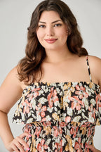 Plus Size Rayon Challis Floral Ruffled Tier Dress | Mixtshop LLC