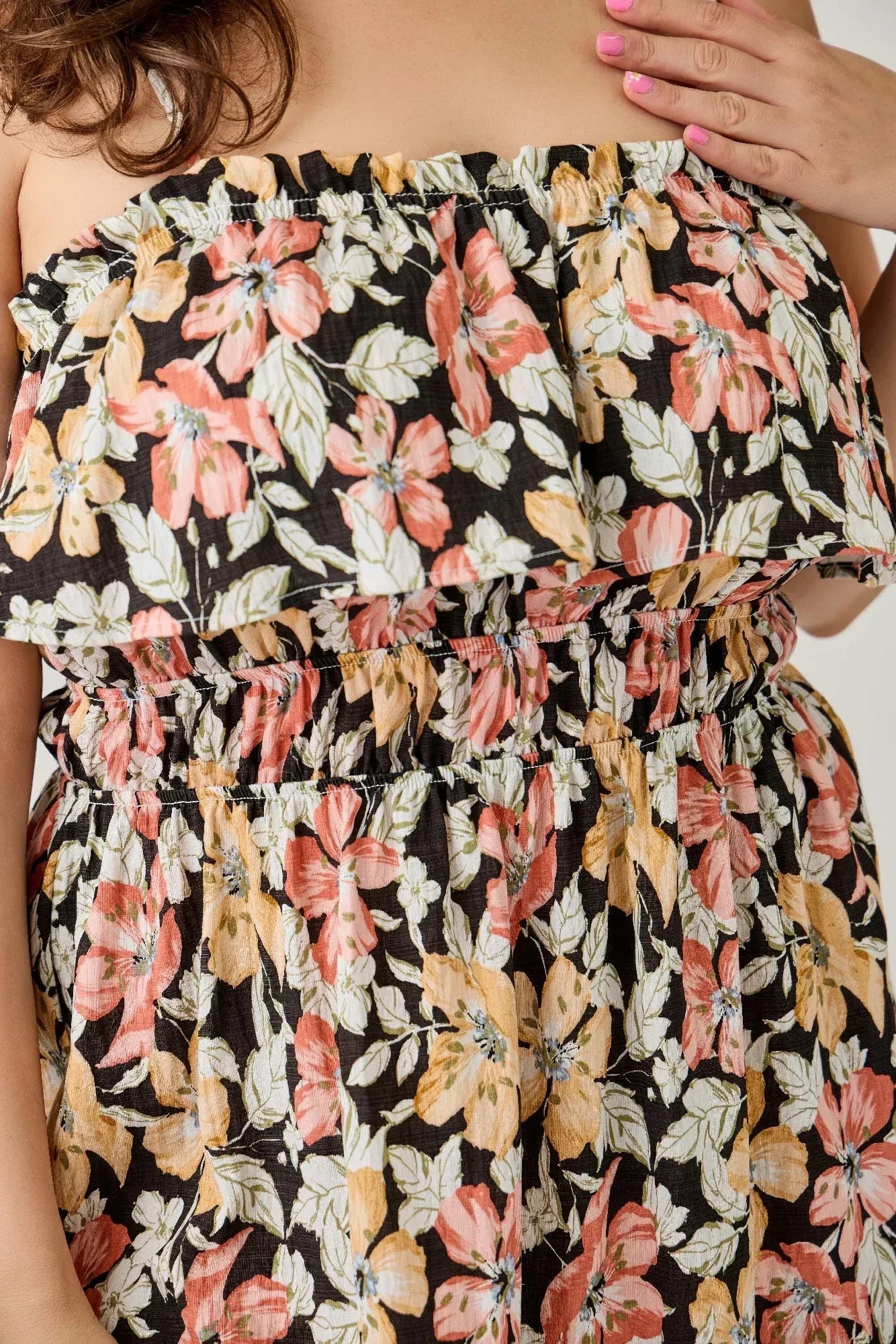 Plus Size Rayon Challis Floral Ruffled Tier Dress | Mixtshop LLC