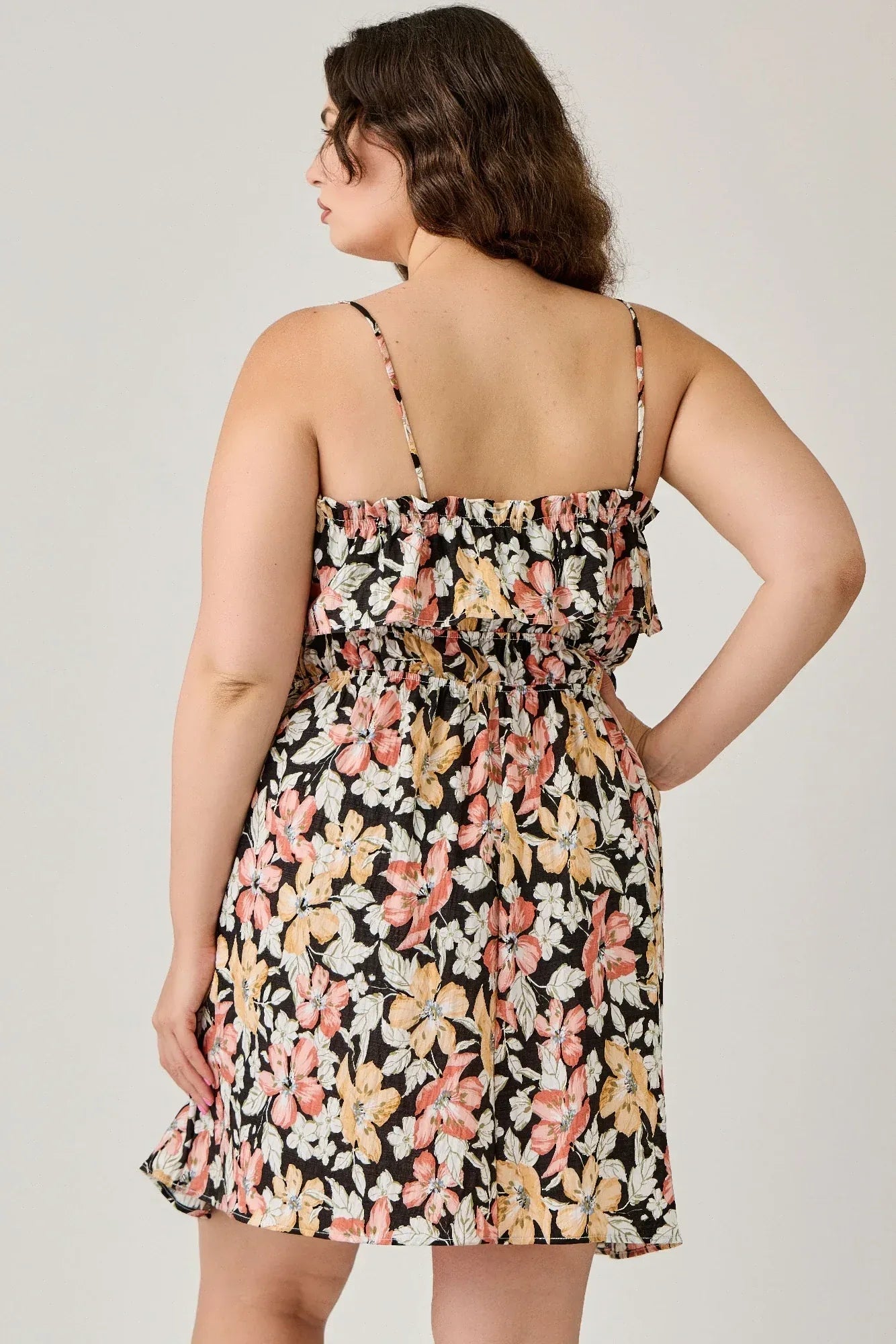 Plus Size Rayon Challis Floral Ruffled Tier Dress | Mixtshop LLC