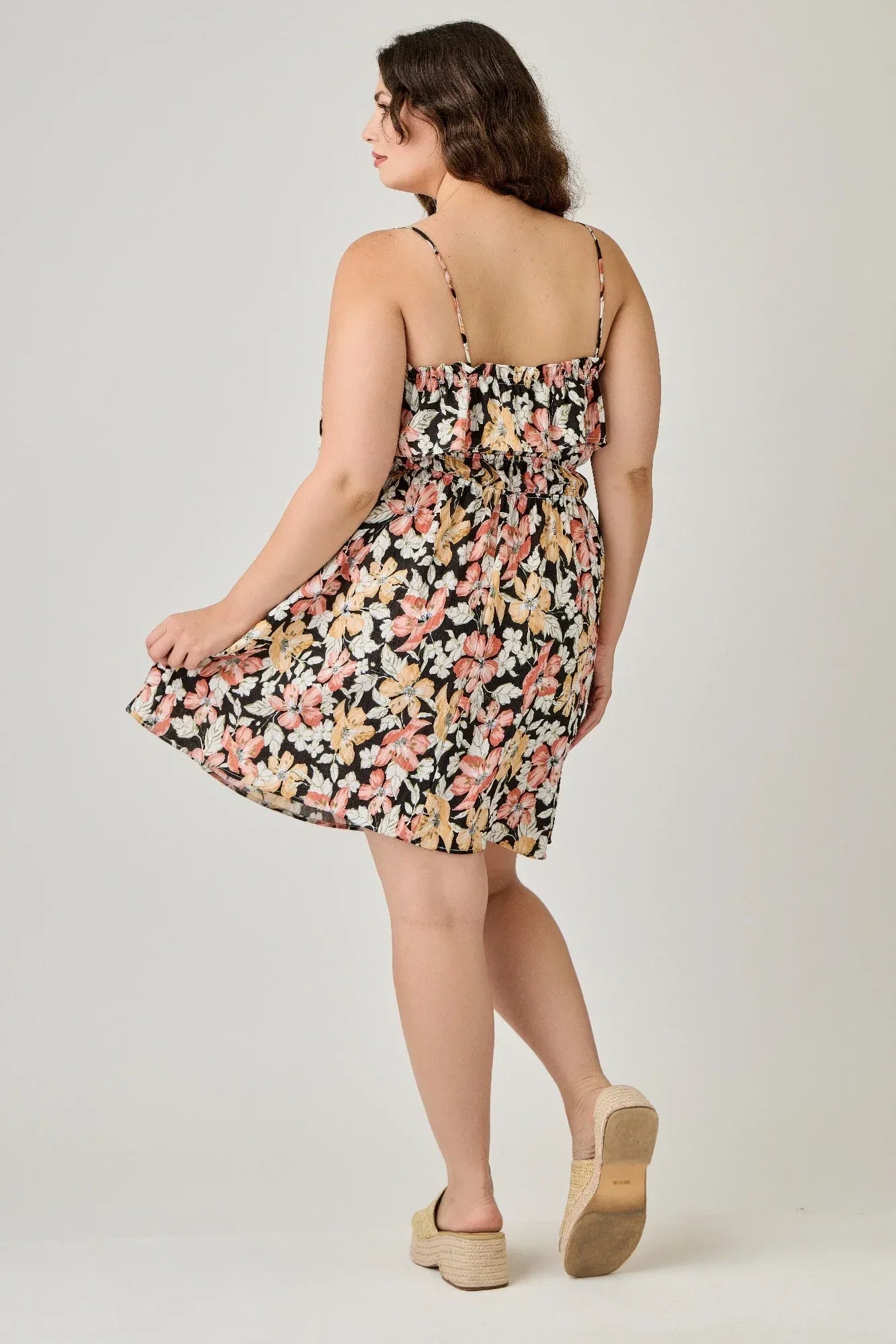 Plus Size Rayon Challis Floral Ruffled Tier Dress | Mixtshop LLC