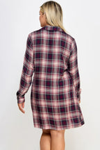 Plus Size Long Sleeve Plaid Side Tie Dress | Mixtshop LLC