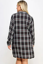 Plus Size Long Sleeve Plaid Side Tie Dress | Mixtshop LLC