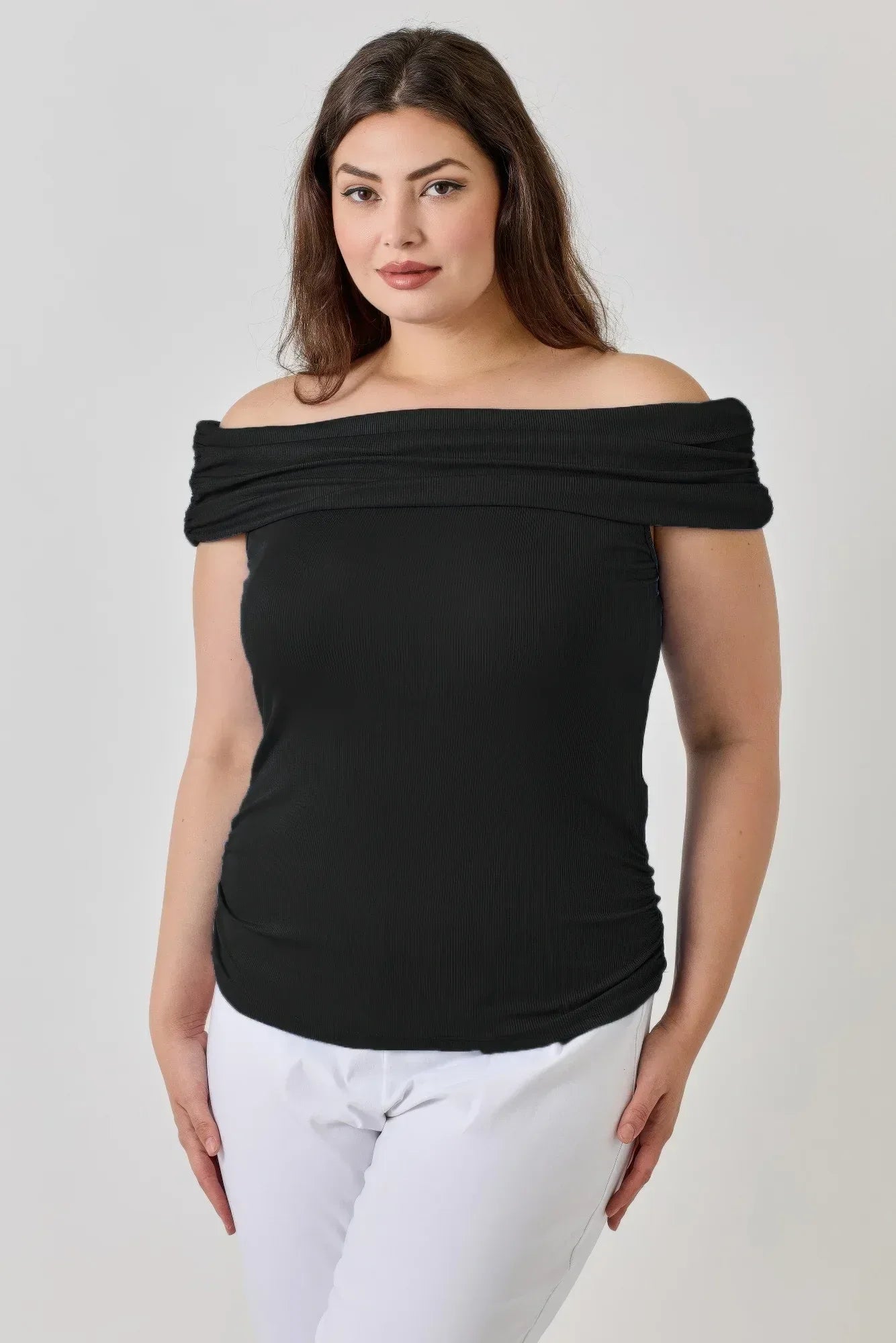Plus Size Ots 2x1 Knit Rib Top | Mixtshop LLC Main image