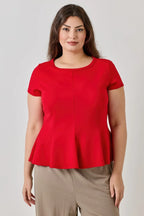 Plus Size Ss Scuba Crepe Peplum Top | Mixtshop LLC