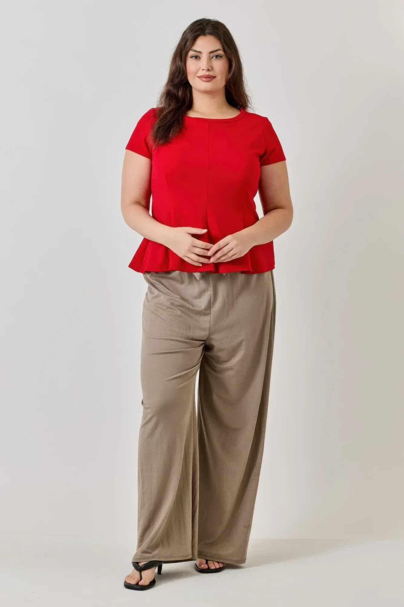 Plus Size Ss Scuba Crepe Peplum Top | Mixtshop LLC