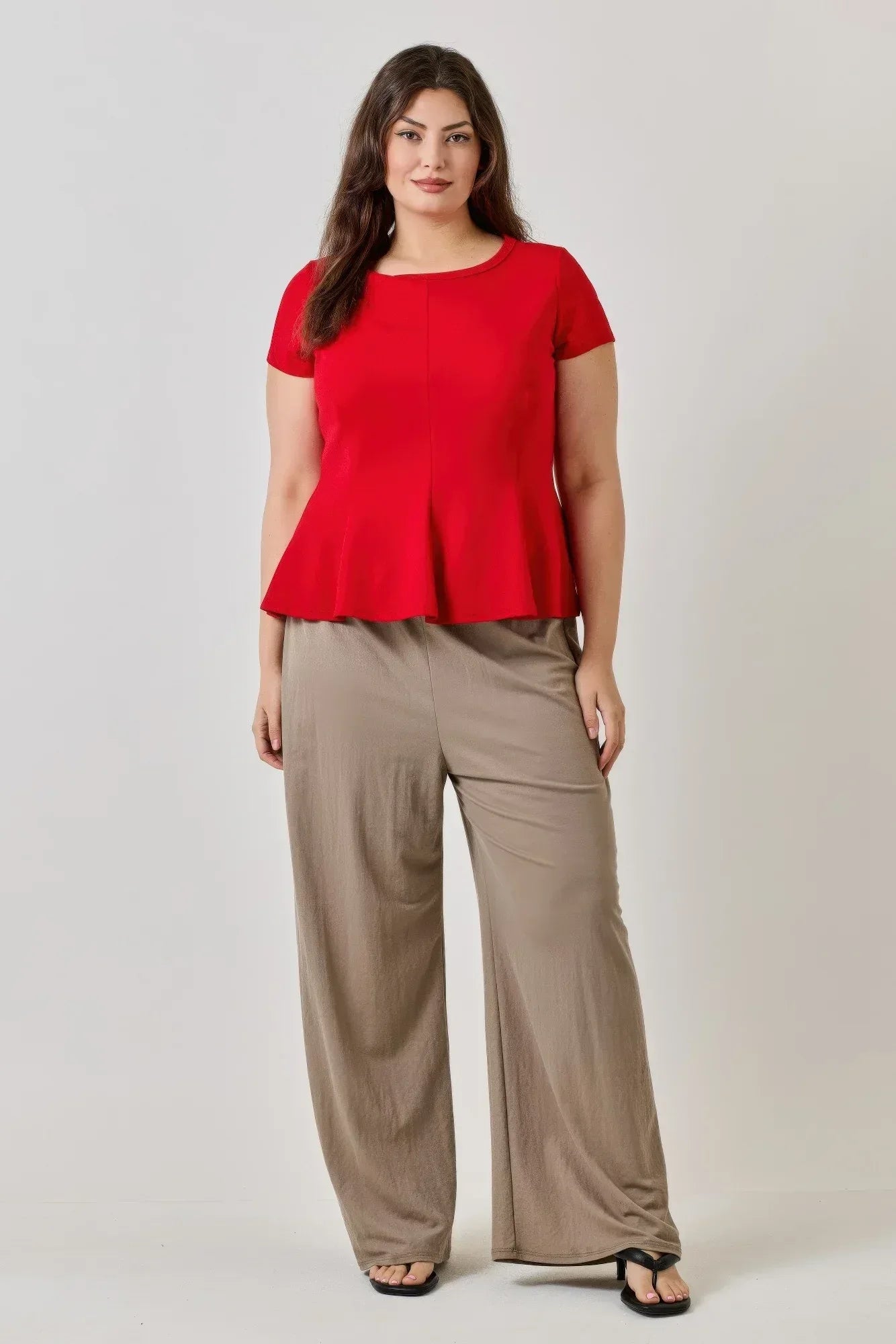 Plus Size Ss Scuba Crepe Peplum Top | Mixtshop LLC