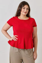 Plus Size Ss Scuba Crepe Peplum Top | Mixtshop LLC
