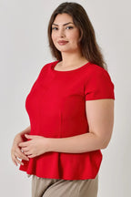 Plus Size Ss Scuba Crepe Peplum Top | Mixtshop LLC
