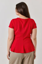 Plus Size Ss Scuba Crepe Peplum Top | Mixtshop LLC