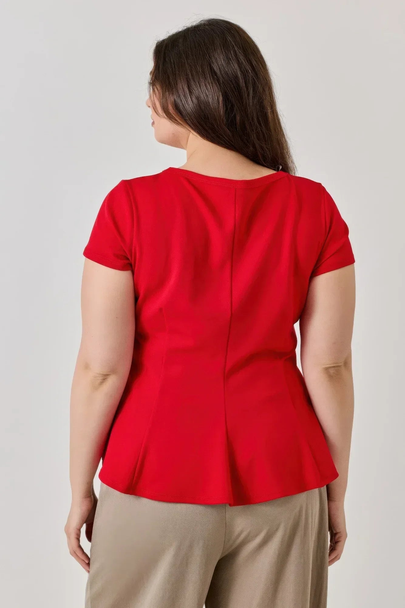 Plus Size Ss Scuba Crepe Peplum Top | Mixtshop LLC