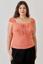 Plus Size Knit Eyelet Cap Sleeve Top | Mixtshop LLC
