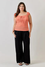 Plus Size Knit Eyelet Cap Sleeve Top | Mixtshop LLC