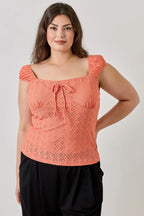 Plus Size Knit Eyelet Cap Sleeve Top | Mixtshop LLC