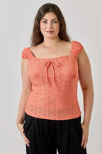 Plus Size Knit Eyelet Cap Sleeve Top | Mixtshop LLC