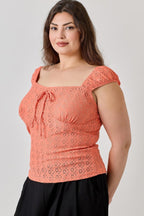 Plus Size Knit Eyelet Cap Sleeve Top | Mixtshop LLC