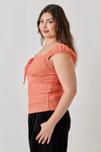 Plus Size Knit Eyelet Cap Sleeve Top | Mixtshop LLC