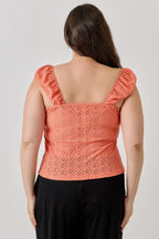 Plus Size Knit Eyelet Cap Sleeve Top | Mixtshop LLC