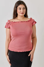 Plus Size Knit Rib Double Ruffle Top | Mixtshop LLC