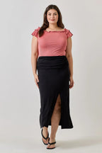 Plus Size Knit Rib Double Ruffle Top | Mixtshop LLC