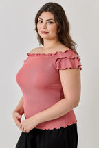 Plus Size Knit Rib Double Ruffle Top | Mixtshop LLC