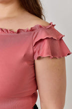 Plus Size Knit Rib Double Ruffle Top | Mixtshop LLC
