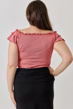 Plus Size Knit Rib Double Ruffle Top | Mixtshop LLC