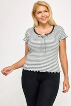 Plus Size Curly Merrow Tie Front Top | Mixtshop LLC