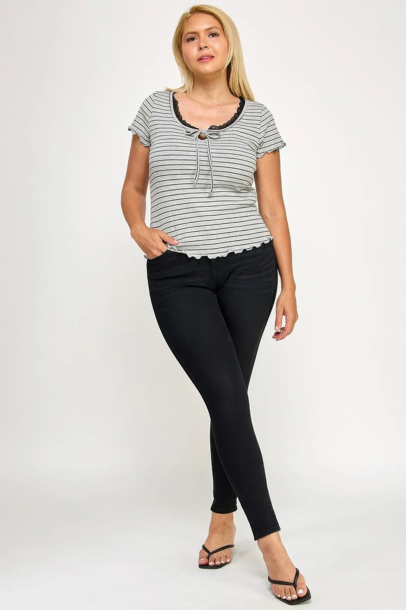 Plus Size Curly Merrow Tie Front Top | Mixtshop LLC