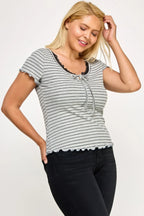 Plus Size Curly Merrow Tie Front Top | Mixtshop LLC