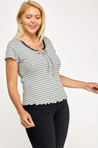 Plus Size Curly Merrow Tie Front Top | Mixtshop LLC