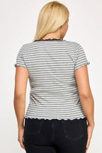 Plus Size Curly Merrow Tie Front Top | Mixtshop LLC