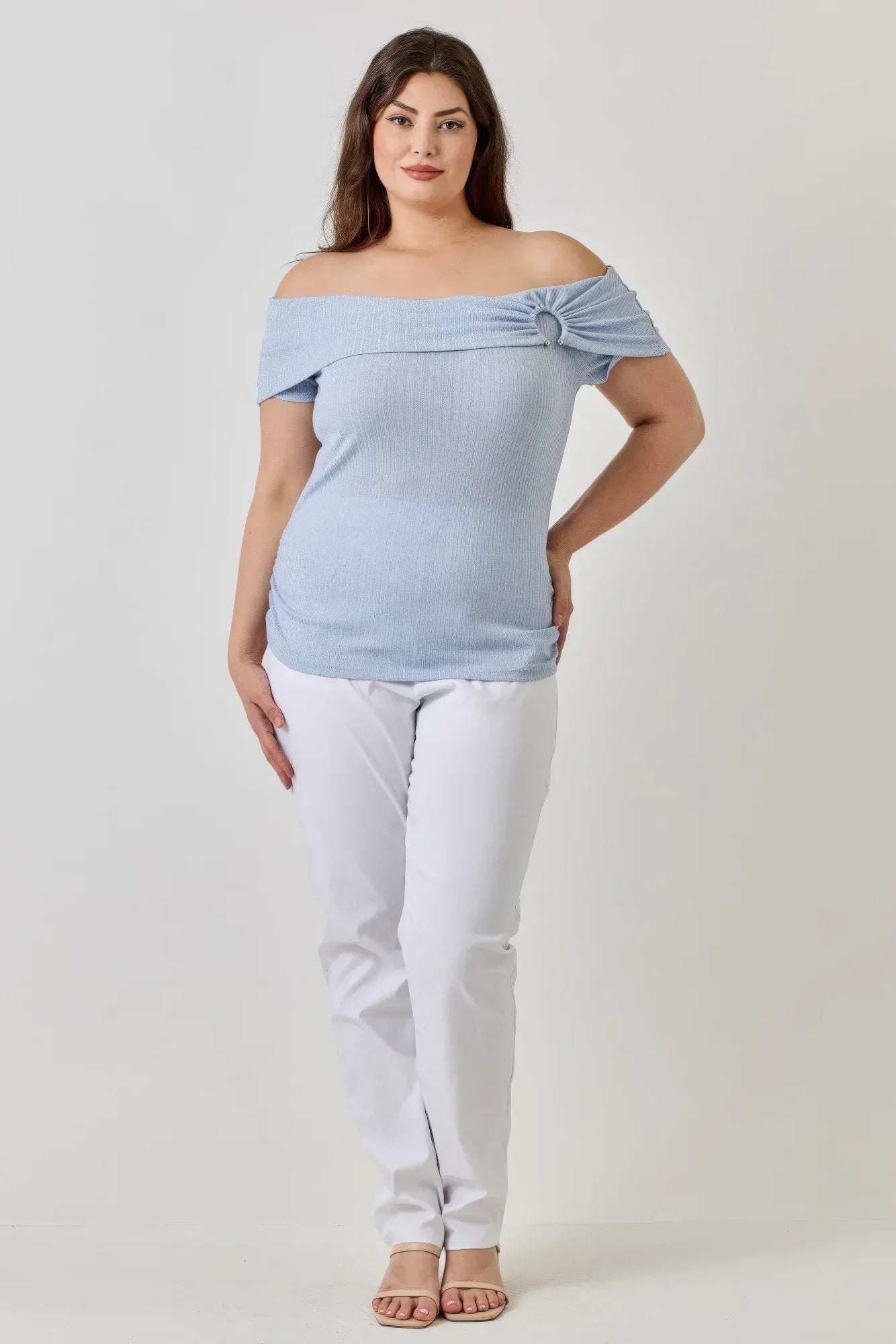 Plus Size Ots Pointelle Knit Rib Fold Over Top | Mixtshop LLC