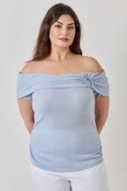 Plus Size Ots Pointelle Knit Rib Fold Over Top | Mixtshop LLC