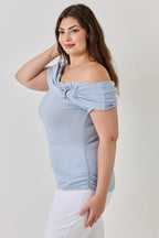 Plus Size Ots Pointelle Knit Rib Fold Over Top | Mixtshop LLC