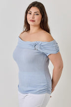Plus Size Ots Pointelle Knit Rib Fold Over Top | Mixtshop LLC