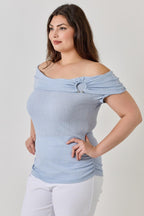 Plus Size Ots Pointelle Knit Rib Fold Over Top | Mixtshop LLC