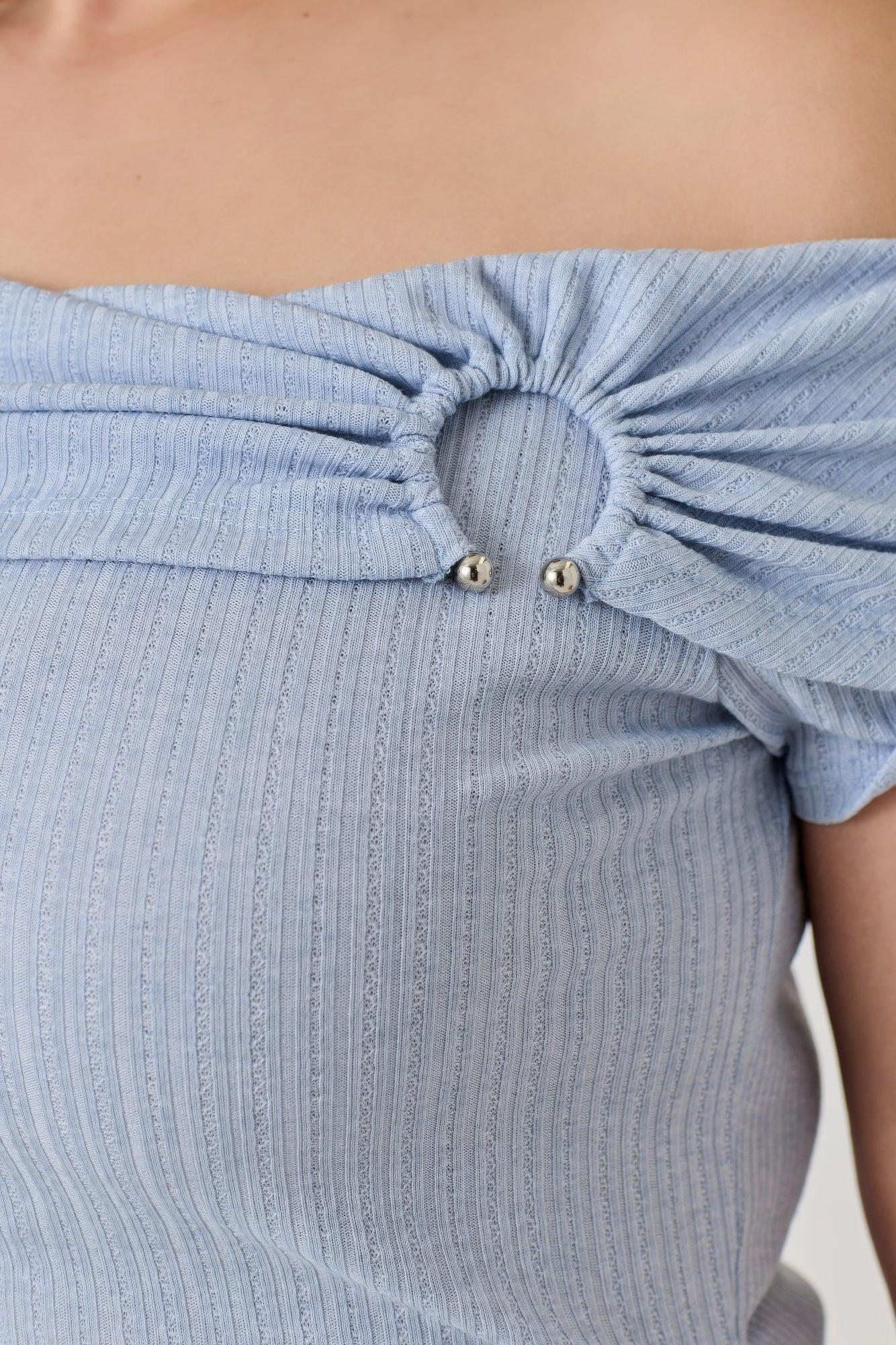Plus Size Ots Pointelle Knit Rib Fold Over Top | Mixtshop LLC