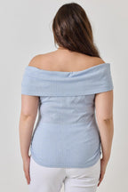 Plus Size Ots Pointelle Knit Rib Fold Over Top | Mixtshop LLC